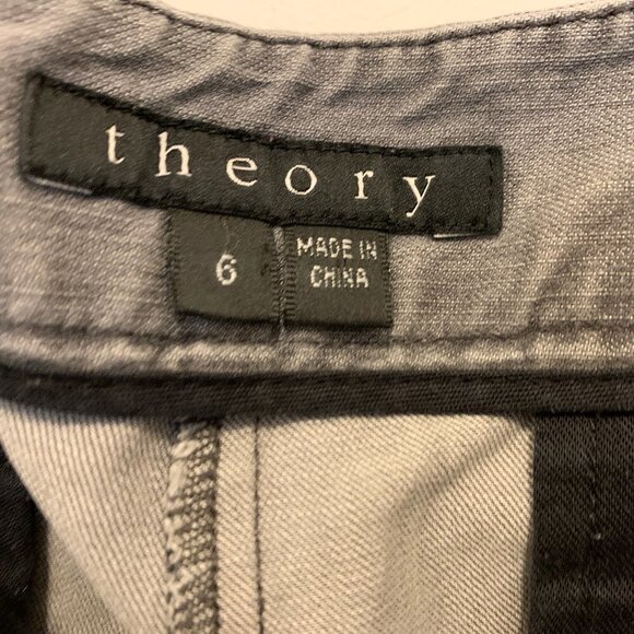 Theory Cotton/Silk Grey Wide Leg Trousers Pants Distress Pocket Size 6 - Picture 4 of 5